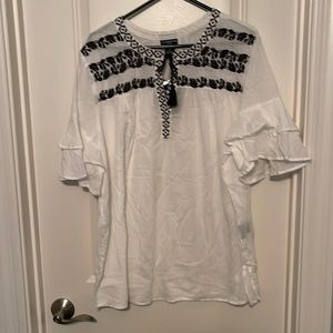 Black and white embroidered top